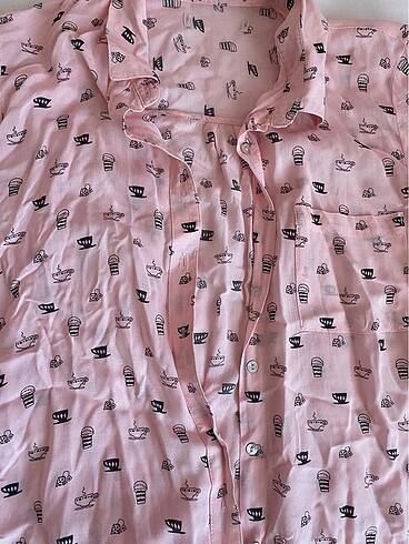 Stradivarius pembe lolita gömlek