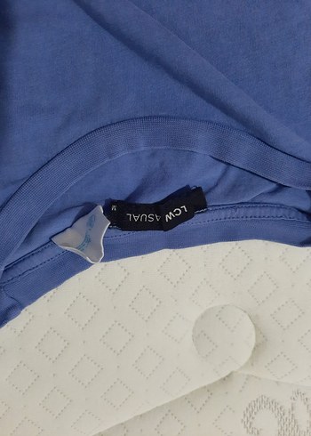 Mavi Baskılı Keten Hamile Tişörtü - Görsel 2