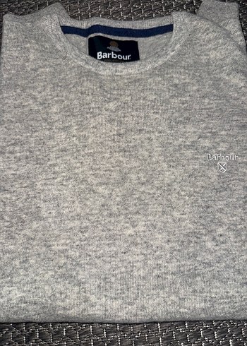 Barbour Gri Melanj Bisiklet Yaka Triko Kazak