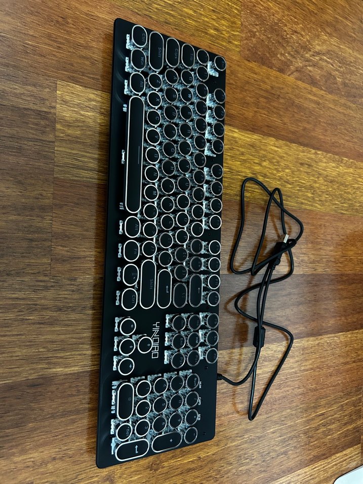 Siyah Retro Tasarım mekanik blue switch yindao klavye - Görsel 3