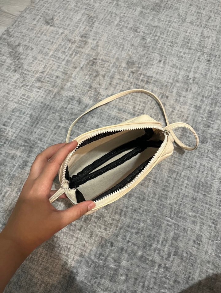 Bej Minimalist Deri Kadın Çapraz Çanta - Görsel 2