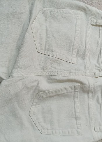 Kadın Beyaz Keten Mini Şort - Görsel 5