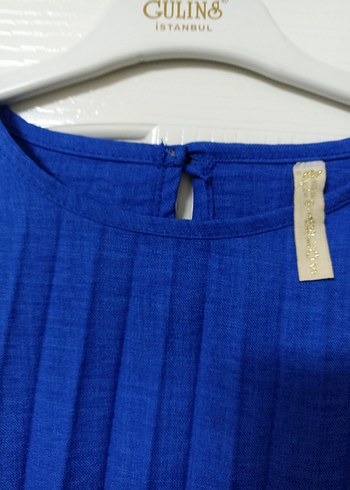 Mavi Pilili Uzun Kollu Midi Tunik - Görsel 5