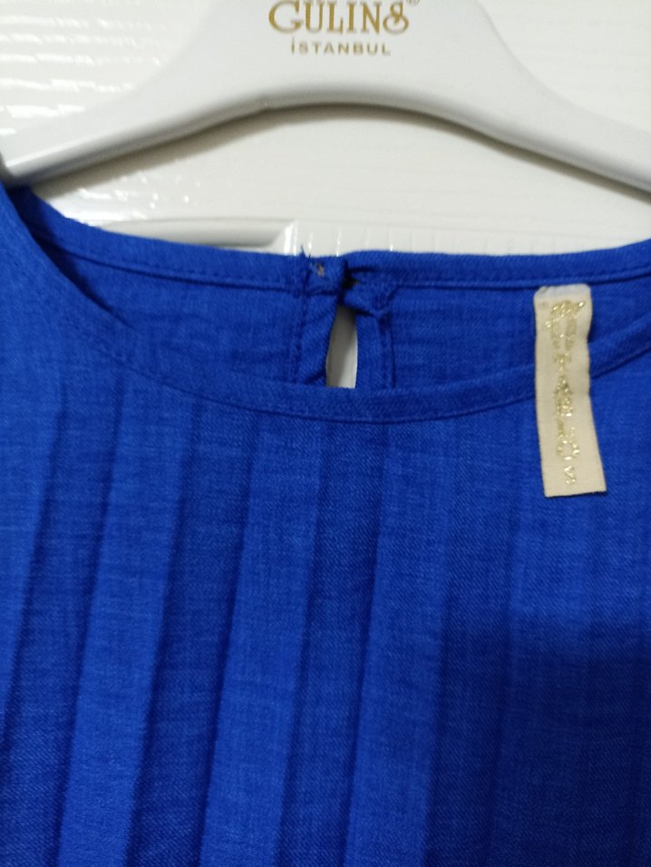 Mavi Pilili Uzun Kollu Midi Tunik - Görsel 5
