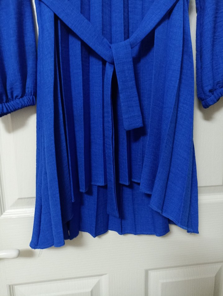 Mavi Pilili Uzun Kollu Midi Tunik - Görsel 4