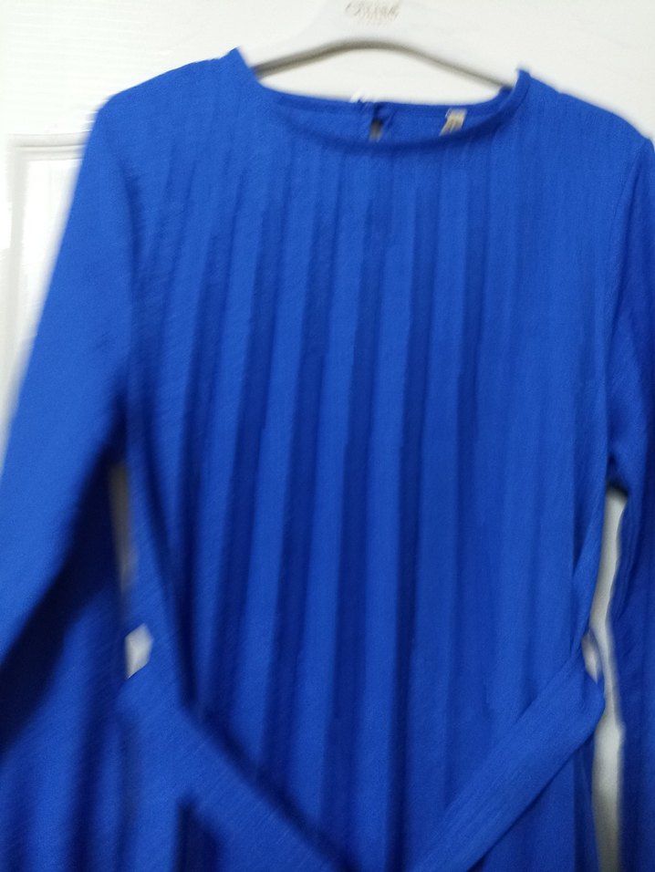 Mavi Pilili Uzun Kollu Midi Tunik - Görsel 3