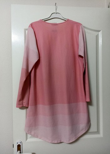 Pembe Uzun Kollu Midi Triko Tunik - Görsel 7