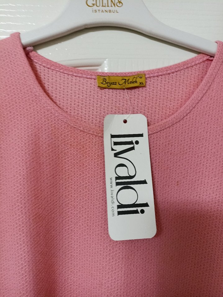 Pembe Uzun Kollu Midi Triko Tunik - Görsel 3