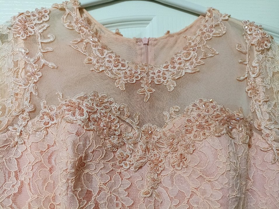 Dantel Detaylı Uzun Pembe Abiye Elbise - Görsel 5