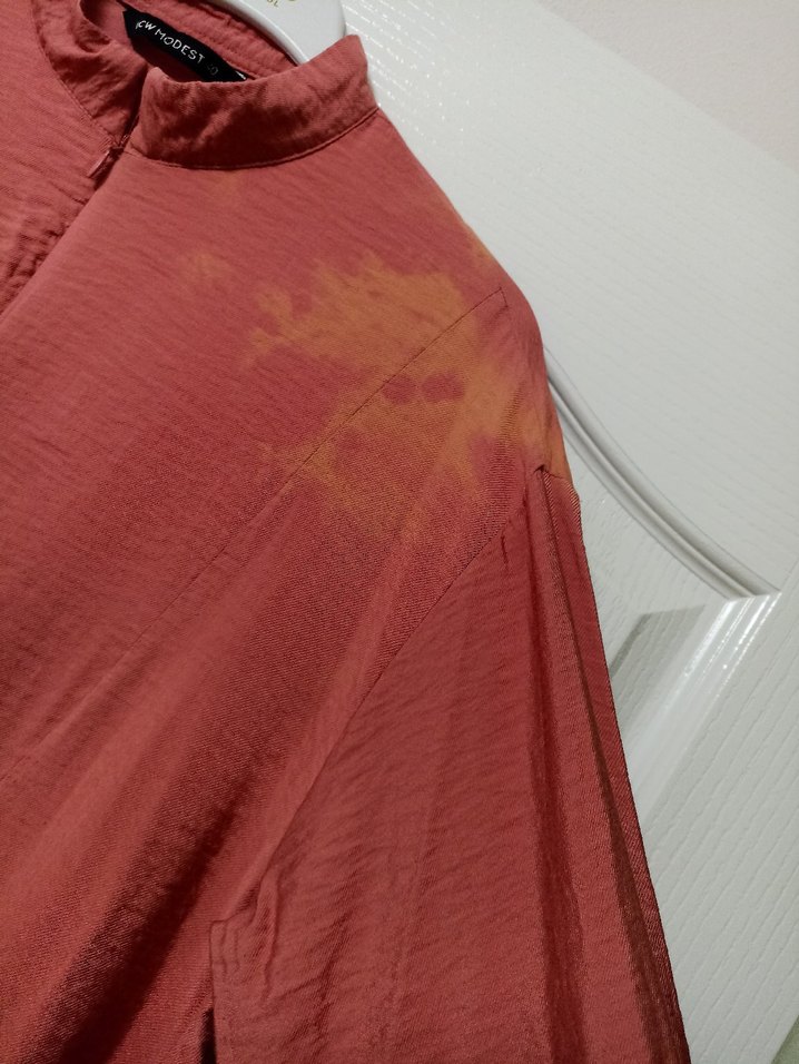 Bordo Midi Uzun Kollu Keten Tunik - Görsel 3