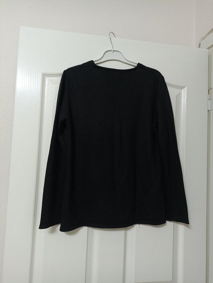 Düğmeli Siyah Midi Uzun Kollu Hırka - Görsel 5