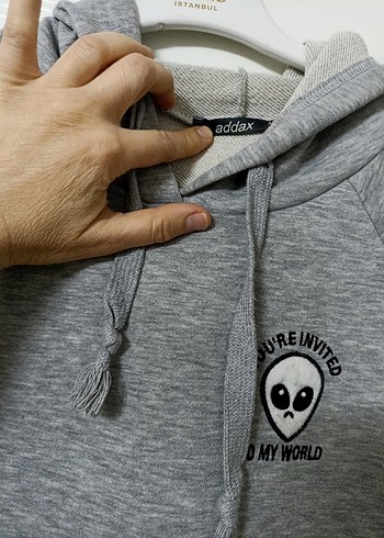 Gri Kapüşonlu Kadın Sweatshirt - Görsel 3