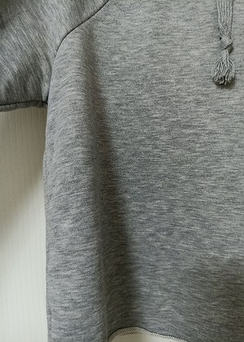 Gri Kapüşonlu Kadın Sweatshirt - Görsel 5