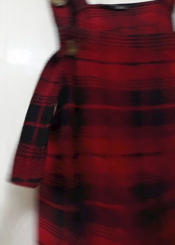 Kırmızı Ekose Salobet Elbise - Görsel 5
