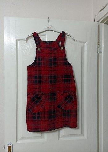 Kırmızı Ekose Salobet Elbise - Görsel 2