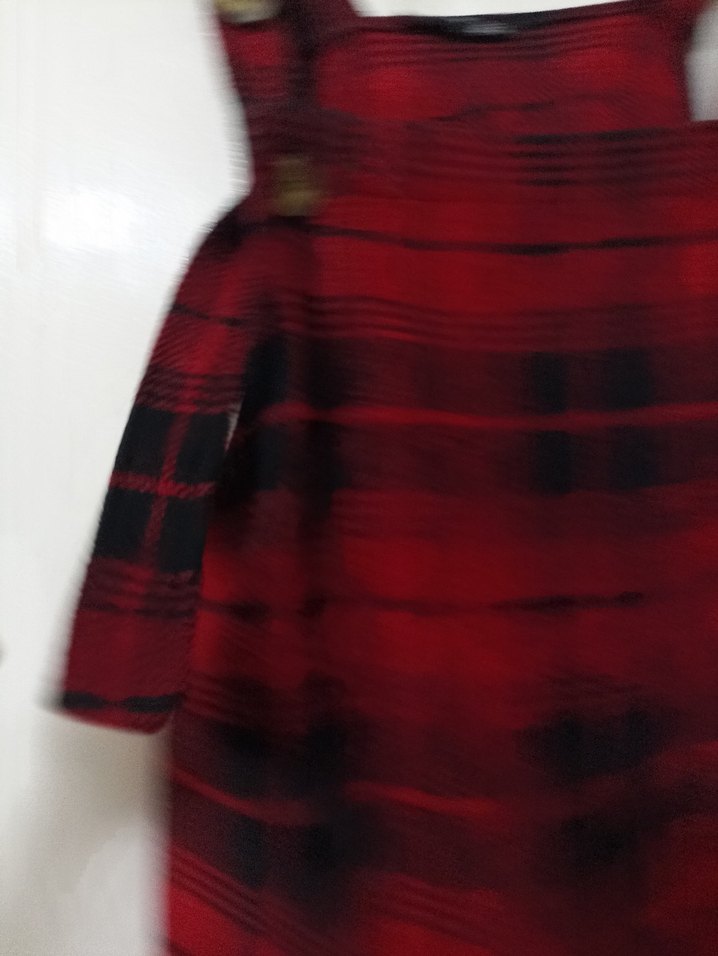 Kırmızı Ekose Salobet Elbise - Görsel 5