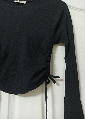 Siyah Uzun Kollu Mini Kadın Bluz - Görsel 3