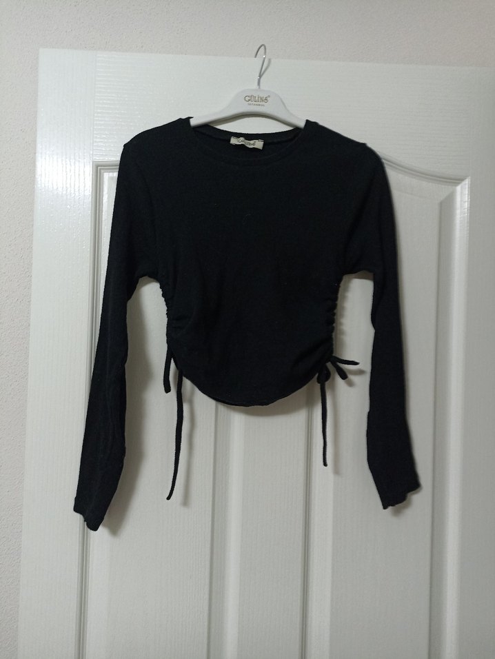 Siyah Uzun Kollu Mini Kadın Bluz - Görsel 2