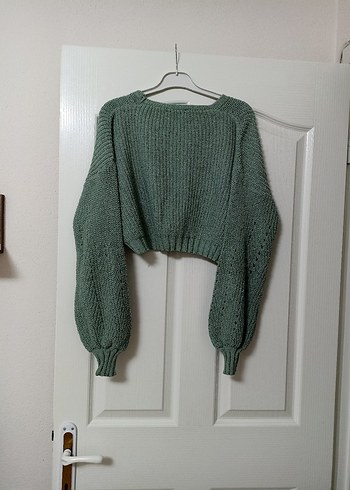 Örgü Kadın Yeşil Mini Hırka - Görsel 7