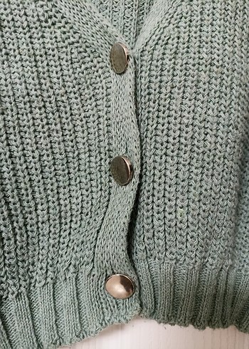 Örgü Kadın Yeşil Mini Hırka - Görsel 5