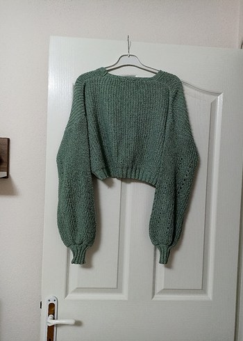 Örgü Kadın Yeşil Mini Hırka - Görsel 8