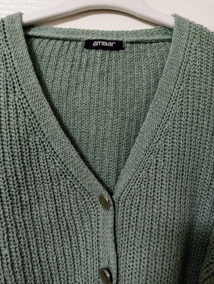 Örgü Kadın Yeşil Mini Hırka - Görsel 3