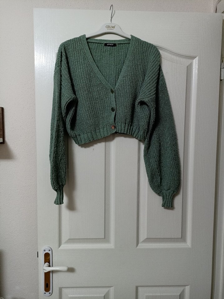 Örgü Kadın Yeşil Mini Hırka - Görsel 2