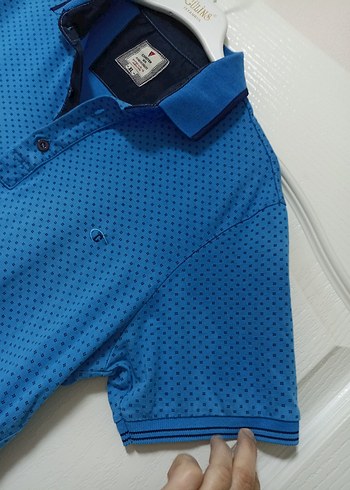 Erkek Lacivert Desenli Kısa Kollu Polo Tişört - Görsel 5