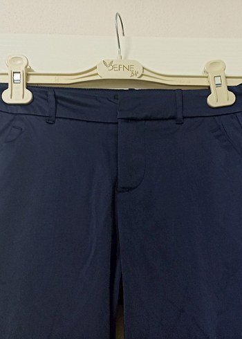 Kadın Lacivert Kemerli Kumaş Pantolon - Görsel 3