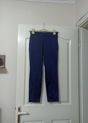 Kadın Lacivert Kemerli Kumaş Pantolon - Görsel 2