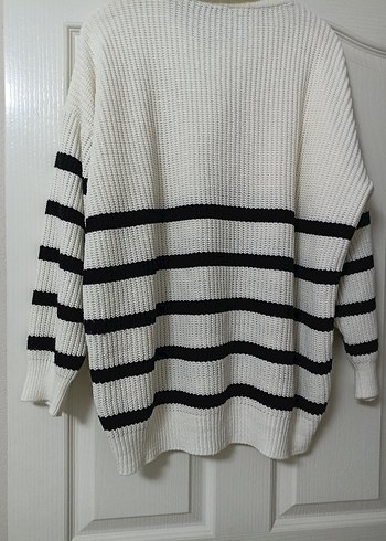 Trendy Parisian Çizgili Beyaz Kazak - Görsel 7