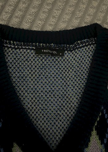 Kadın Çok Renkli V Yaka Örgü Süveter - Görsel 4