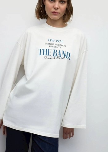 l Beden BE BLUE Beyaz Baskılı Kadın Sweatshirt