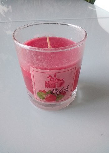 Renkli Pembe Çilek Kokulu Mum