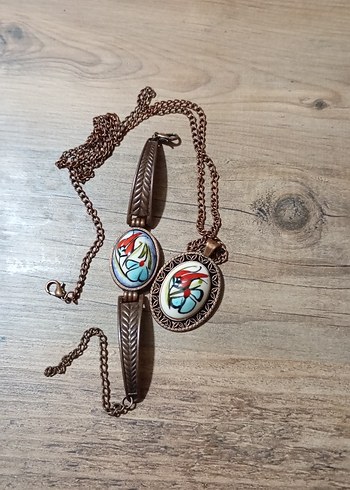 Turkuaz Etnik Desenli Zincir Detaylı Bohem Takı Seti - Görsel 2