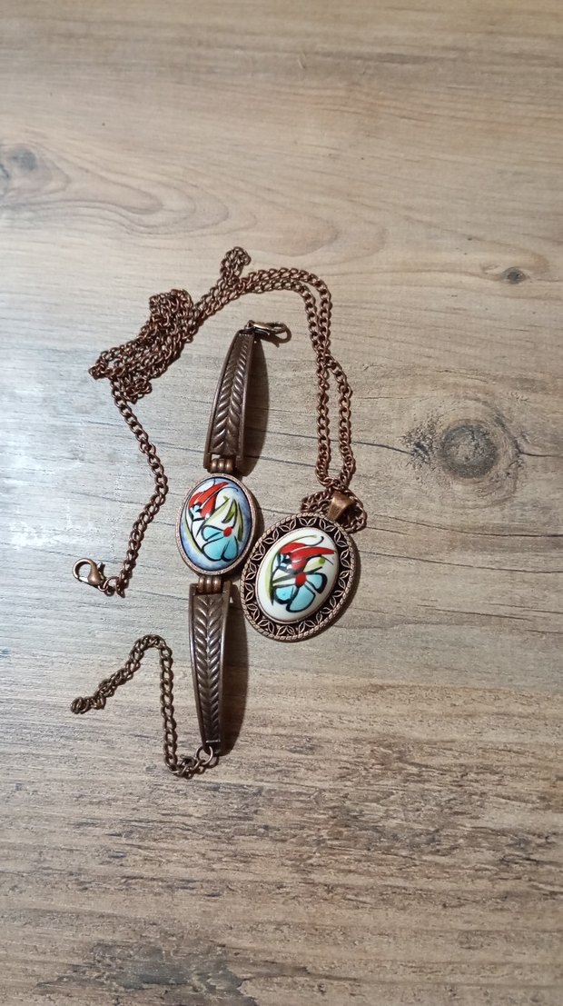 Turkuaz Etnik Desenli Zincir Detaylı Bohem Takı Seti - Görsel 2