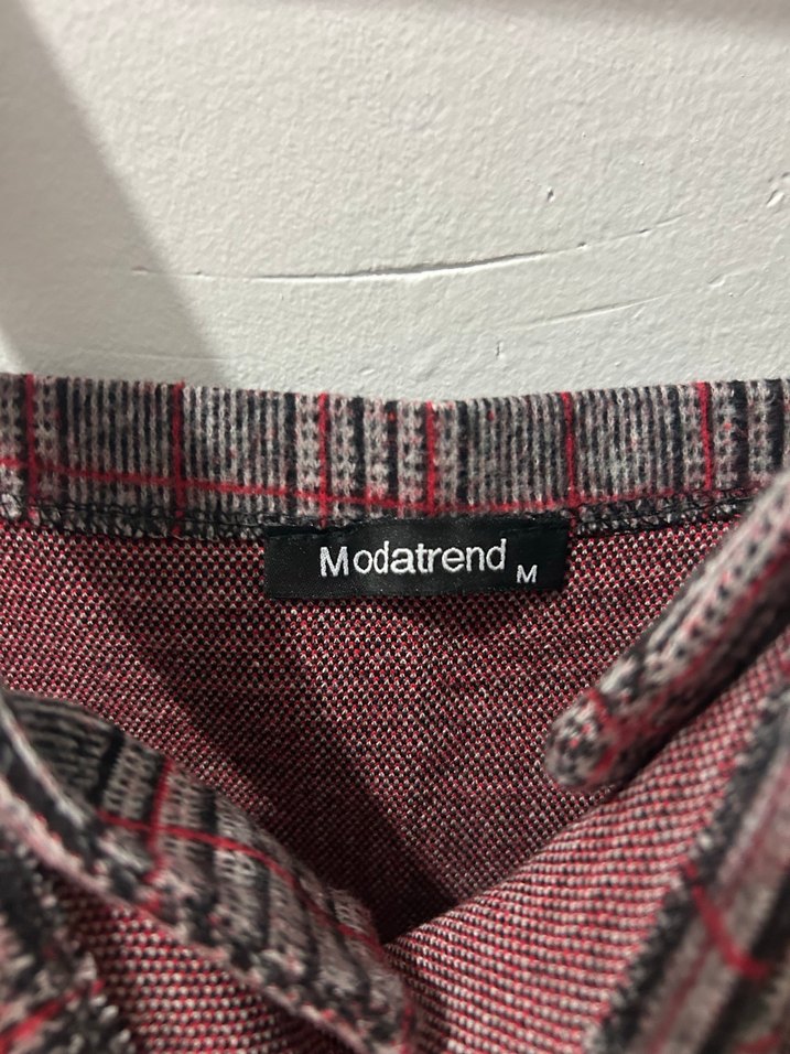 Kadın kırmızı Kareli Askılı Mini Elbise - Görsel 3