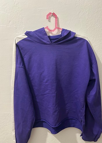 Mor Kapüşonlu Rahat Kesim Sweatshirt - Görsel 2