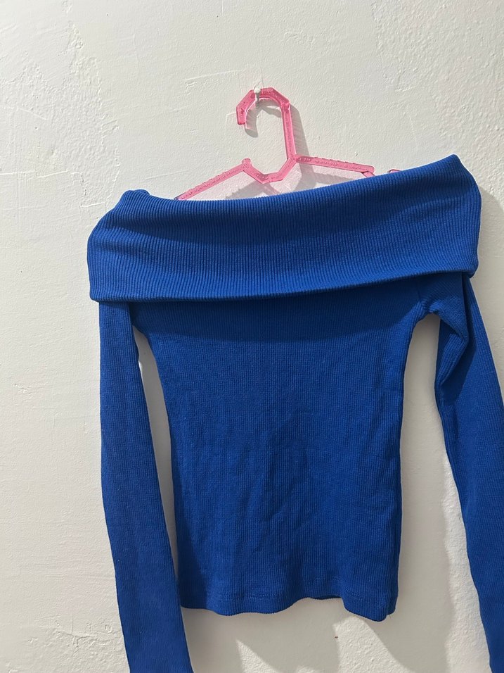 Mavi Yarım Balıkçı Yaka Kadın Kazak - Görsel 2