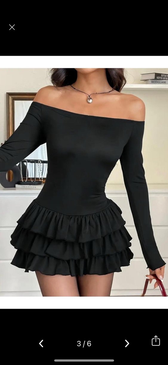 Siyah Mini Volanlı Straplez Elbise - Görsel 2