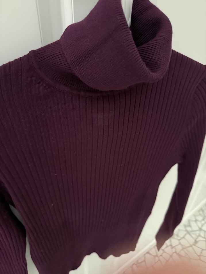 Bordo Kadın Boğazlı Triko Kazak - Görsel 2