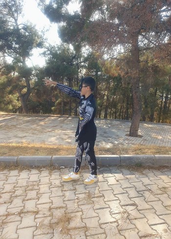Diğer Koyu Gri Baskılı Biker Çocuk Kostümü