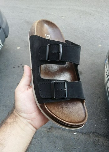 Kahverengi Erkek Terlik Çift Tokalı - Görsel 2