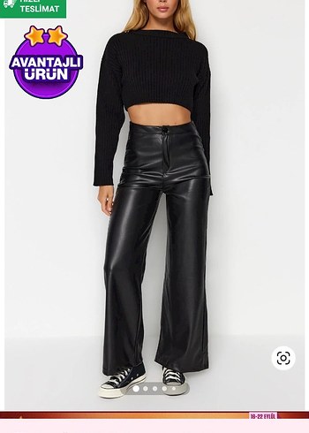 Trendyol & Milla Kadın Siyah Deri Biker Pantolon