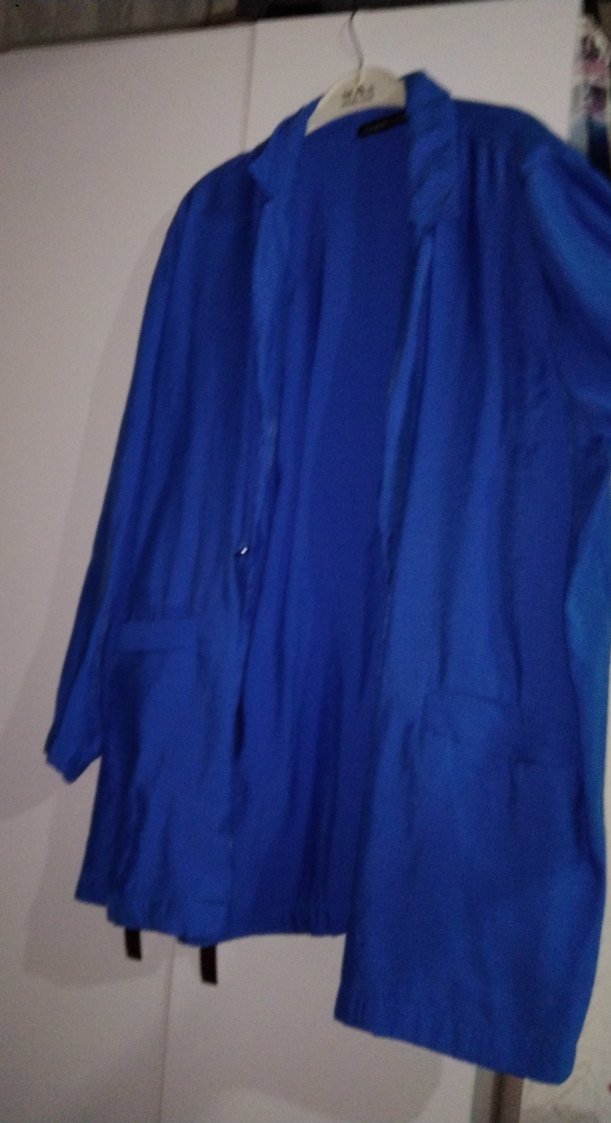 Mavi Keten Midi Kadın Ceket - Görsel 2