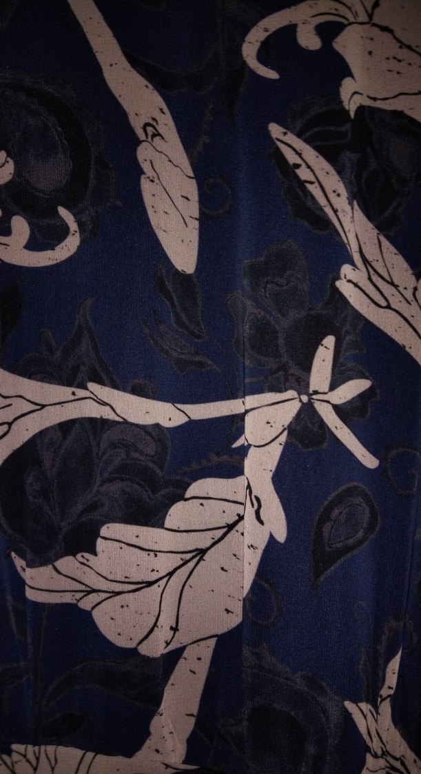 Bohem Uzun Kollu Lacivert Desenli Elbise - Görsel 3