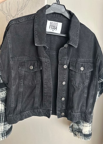 Mudo Gri Düğmeli Bağlamalı Denim Ceket