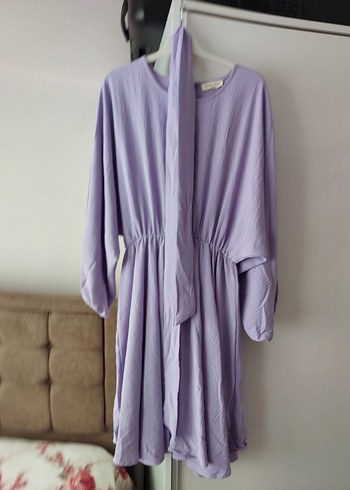 Uzun Kollu Mor Salaş Kadın Tunik Elbise - Görsel 2