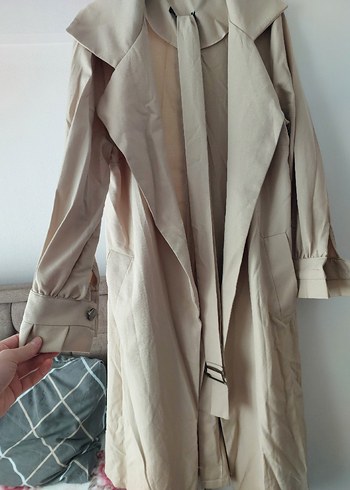 Bej Uzun Kadın Trençkot - Görsel 3
