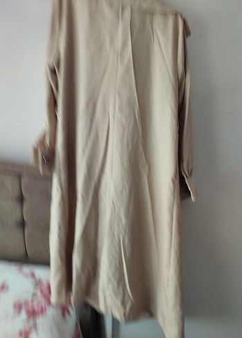 Bej Uzun Kadın Trençkot - Görsel 4